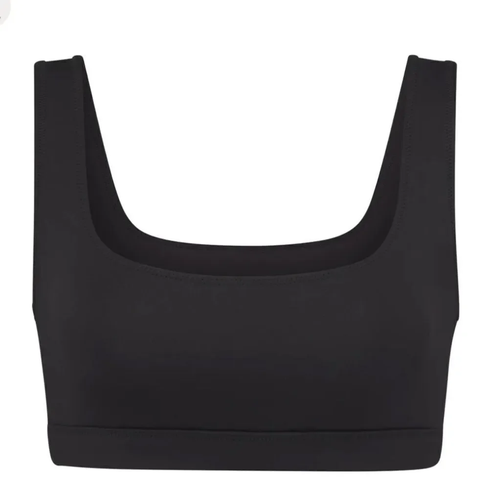 NWT SKIMS Recycled Signature Swim Tank Bikini Top In Onyx Black